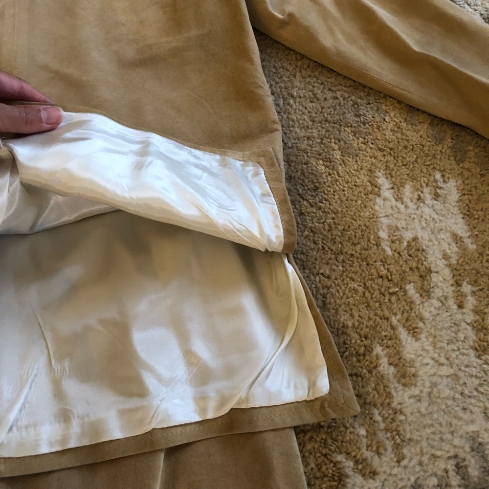 Erez Levy Saks Fifth Avenue Beige Suede Learher Skirt And Top Set Sz 4 Vintage! - Picture 4 of 16